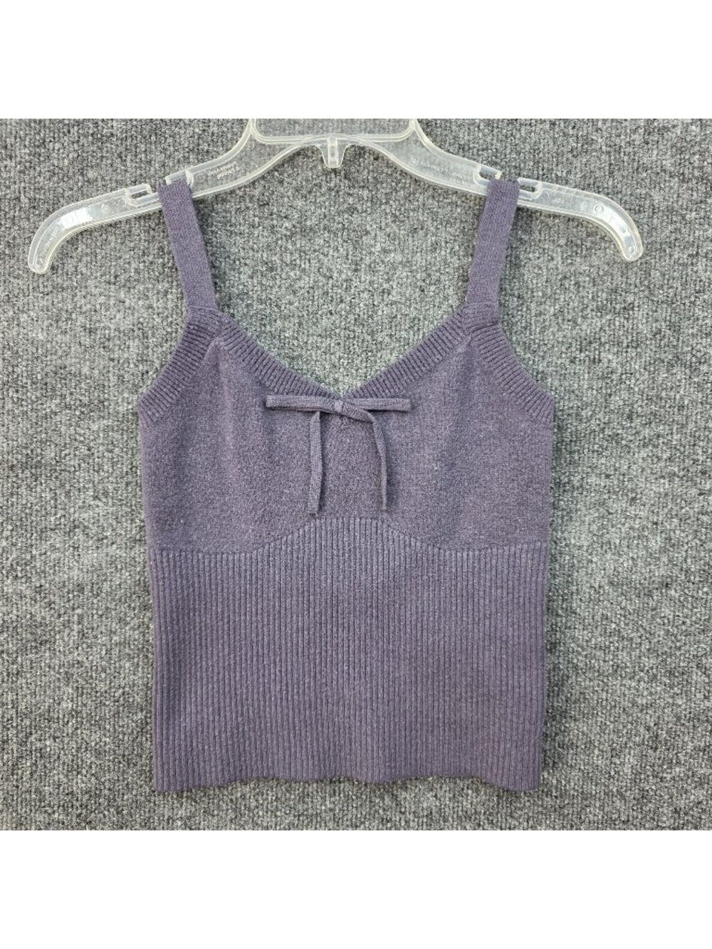 Gilly Hicks Knit Tank Top S Blue Bow Ribbed Coquette Balletcore Y2K Dainty Layer